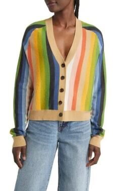 The Great The Varsity Stripe Wool Blend Cardigan size 0 US XS